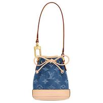 Louis Vuitton Noe Nano Monogram Raišteliu Užtraukiama Maišelio Formos Rankinė Moteriškos Rankinės Smėlio Spalvos Mėlyna M01700 Basic Set (Bag+Dust Bag)