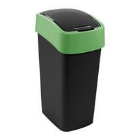 Žalios spalvos/juodos spalvos iš plastiko šiukšliadėžė rūšiavimui 45 l Flip Bin – Curver