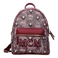 MCM bordo spalvos gradientinis Visetos monogramos kuprinė su dideliu 3D logotipu kasdieniam ir gatvės stiliui Basic Set (Bag+Dust Bag)