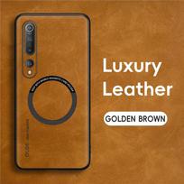 Magnetinis retro odinis dėklas, skirtas Xiaomi Mi 10 Pro Mi10 Pro 5G belaidžio įkrovimo telefono dėklo dangtelis For Xiaomi Mi 10 ruda