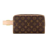 Louis Vuitton Dopp Kit Monogramos Drobė Su Odos Apdaila Kosmetinė Moteriška Kosmetinė Ruda M83112 Basic Set (Bag+Dust Bag)