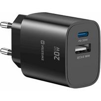 Swissten Edge GaN Travel Charger GaN USB-C PD 20W + USB-A 18W QC 22071712
