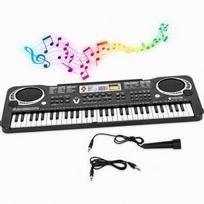 Elektroninis vaikiškas pianinas su mikrofonu, juodas