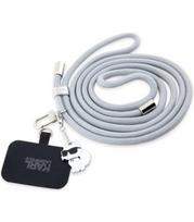 Pilkas dirželis telefonui "Karl Lagerfeld Universal Crossbody Strap Cord and Choupette Pins"