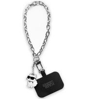 Sidabrinės spalvos dirželis telefonui ant rankos "Karl Lagerfeld Universal Hand Strap Choupette"