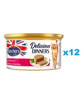 BUTCHER'S Classic Delicious Dinners konservai su kepenimis ir jautiena 85 g x 12