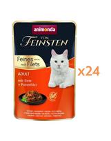 ANIMONDA Vom Feinsten Fines with Filets Adult veršiena ir vištienos filė, drėgnas maistas katėms 24×85 g