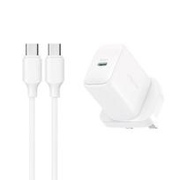 Joyroom JR-TCF20 PD 20W sieninis įkroviklis (JK kištukas) su 1 m USB-C kabeliu - baltas