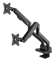 Monitoriaus laikiklis Dviejų monitorių stovas Manhattan 461887, juodas, reguliuojamo aukščio, skirtas 17"-32" ekranams, VESA 75x75, 100x100, biurui, maksimali svoris iki 18 kg.