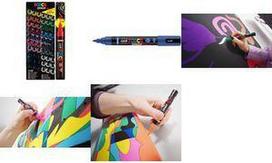 POSCA Pigmentmarker PC-5BR BRUSH, 60er Display halbflexible Schaumstoffspitze, Strichstärke: 1,0 - 4 mm, - 1 Stück (CDU POSCA 01)