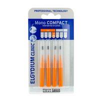 ELGYDIUM CLINIC MONO COMPACT, tarpdančių šepetėliai 1,2mm oranžinė spalva, 4 vienetai