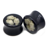 Auskarai tuneliai Acryl 3D Skull, 2vnt; 8mm, 10mm, 12mm, 14mm, 16mm, 18mm