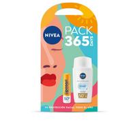 Saulės priežiūros rinkinys NIVEA Sun Invisible Daily Fluid SPF50 + Liposan SPF50 Veido ir lūpų apsauga Itin lengva tekstūra Aukšta UVA/UVB apsauga
