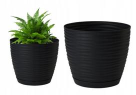 Plastikinis vazonas su pagrindu juodas 14.7x13.6cm Sahara