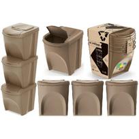 Keden šiukšliadėžių rūšiavimui rinkinys Sortibox Eco, rudos spalvos, 3x25 l