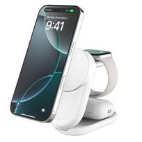 Belkin UltraCharge faltbare magnetische 3-in-1-Ladestation mit Qi2 25W weiß, rund | WIZ037kqWH | 745883919888