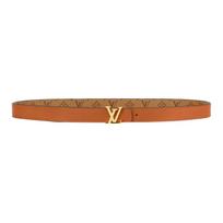 LOUIS VUITTON ICONIC monogramos lygus sagties dvipusis drobės odinis diržas su metalo apvadu moteriško stiliaus rudas/šviesiai rudas plotis 2 cm 80-Original Box ruda/šviesiai ruda spalva