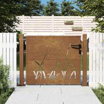 Sodo vartai 100x100 cm Corten plienas žolės raštas