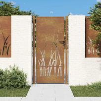Sodo vartai 100x175 cm Corten plienas žolės raštas