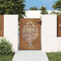Sodo vartai 85x150 cm Corten plienas medžio raštas