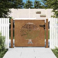 Sodo vartai 100x75 cm Corten plienas medžio raštas