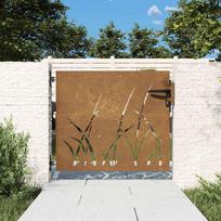 Sodo vartai 85x100 cm Corten plienas žolės raštas