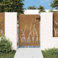Sodo vartai 85x150 cm Corten plienas žolės raštas