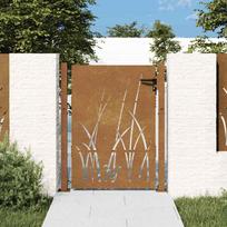 Sodo vartai 100x125 cm Corten plienas žolės raštas