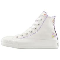 Converse Chuck Taylor All Star Lift Platform Aukštakulniai Basutės Su Šukėtais Kraštais Siuvinėtos Gėlės Moteriški Sportbačiai Balti Vintage-White Violetiniai-Heat A13528C 35