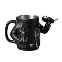 Novelty Coffee Mug for Men Creative Biker Jacket Design 200ml Resin Cup Unique Gift for Coffee Lovers Tea Lovers Birthday Holiday Present A