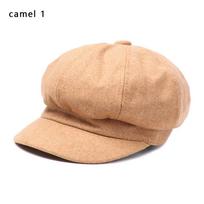 Casual Cotton Autumn Winter Women Beret Sombrero Painter Newsboy Caps Octagonal Cap Hats camel 1
