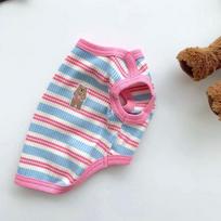 Pavasarinė ir vasarinė šunų dryžuota meškiuko megzta liemenė, naminių gyvūnėlių vasariniai kvėpuojantys mieli vėjiniai katės dvikojai Teddy drabužiai XS rožinė