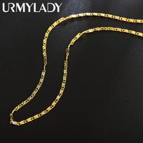 40-75cm 18K aukso spalvos 925 sterlinginio sidabro pakabukas 2mm plokščio grandinėlės karoliai moterims prabangūs papuošalai 16 inches 40 cm