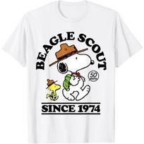 Riešutai - Snoopy Woodstocko Šunelis Skautas 50 Metų Nuo 1974 m. Marškinėliai L balta