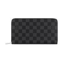 Louis Vuitton Damier Graphite Užtraukiamas dengto audinio ir odos piniginė Vyriška piniginė Grafito-pilka N60111 Basic Set (Bag+Dust Bag)