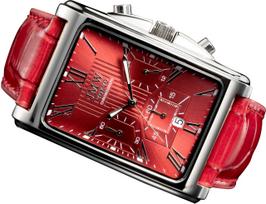 Square Red Square Rectangular Limited Seiko Quartz Leather Genuine Day Present to 300 Pieces JMW TOKYOMen's Watch, & Silver, Chronograph, Edition,