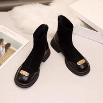 French thick heel Martin boots new autumn and winter thin bare boots small thick sole thick velvet short boots 35 juoda