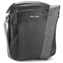 Vyriška odinė crossbody rankinė Harvey Miller Polo Club 30327, juoda, su reguliuojamu dirželiu