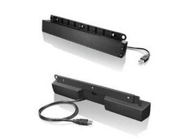 Lenovo USB Soundbar Black, Recommended for: Web broadcasts, multimedia presentations. Dual Speaker support with 1.25+1.25 total watts of output (Total: 2,5W). Audio volume controlled directly from the soundbar. Volume+ / volume --/ mute button. Integrated cable lock slot.