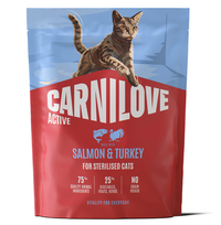 CARNILOVE ACTIVE Cat Salmon & Turkey Sterilised sausas pašaras katėms, 2 kg