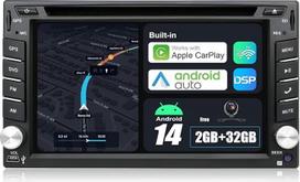 "Android 14" universalus automobilinis radijo imtuvas su GPS navigacija - belaidis "CarPlay" "Android" automobilis - 2G + 32G - "Bluetooth Mirrorlink" valdymas prie vairo Padalytas ekranas DAB Dviejų juostų "WiFi" - atbulinės eigos kamera + mikrofonas