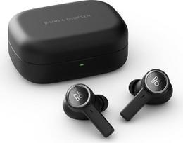 "Bang & Olufsen Beoplay EX" - belaidės "Bluetooth" triukšmą slopinančios ausinės, iki 28 valandų veikianti baterija, atsparios vandeniui, skirtos darbui, sportui ir laisvalaikiui, su įkrovimo dėžute - juodos spalvos