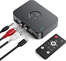 "Bluetooth 5.4" adapteris Stereo sistema su nuotolinio valdymo pulteliu, "Bluetooth" imtuvas su "Aux" 3,5 mm RCA lizdu, belaidis garso adapteris, "HiFi" "Bluetooth" imtuvas su 3D erdviniu vaizdu