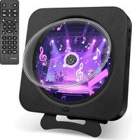 "Bluetooth" CD grotuvas, nešiojamas CD grotuvas su garsiakalbiu, priekinis ekranas, FM radijas, CD grotuvas, integruotas, palaiko AUX/USB, laikmatis, ausinių lizdas, skirtas dovanoms, namams, vaikams, juodas