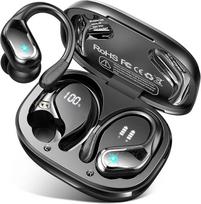 "Bluetooth" sporto ausinės, belaidės "Bluetooth 5.3" ausinės su 4 ENC mikrofonu, 75 valandų 3D stereofoninės ausinės "Bluetooth" su ausų kabliukais, dvigubas LED ekranas, IP7 vandeniui atsparios ausinės, skirtos darbui,