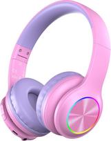 "Candy Bila 6.0" "Bluetooth" ausinės vaikams, belaidės vaikiškos ausinės su LED žibintais, HD mikrofonu, 85 valandų trukmės, 85/94 dB garsumo riba, kabelio ir TF kortelės režimas, sulankstomos, skirtos mokyklai