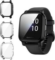 "Diruite" 3 apsauginių dėklų pakuotė "Garmin Venu SQ/Venu Sq Music", lankstus TPU ekrano apsauginis dėklas, apsaugantis nuo dėmių, atsparus įbrėžimams, skaidrus, juodas + sidabrinis