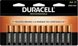 "Duracell" įkraunamos AA tipo baterijos, 12 pakuočių dvigubos A tipo baterijos, skirtos ilgai išliekančiai energijai, iš anksto įkrautos įvairios paskirties baterijos, skirtos namų ir verslo prietaisams