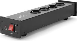 "Dynavox HiFi Power Filter X1000B Multi Power Strip" su 4 filtravimo lizdais LED indikatoriaus lemputė teisingai fazės padėčiai nustatyti Juoda