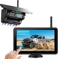"eRapta" magnetinė saulės atbulinės eigos kamera su 7 colių 1080P jutikliniu monitoriumi: 12000 mAh baterija, 1 minutės "pasidaryk pats" montavimas, IP69K vandeniui atsparios atbulinės eigos kameros nameliams ant ratų, karavanams, priekaboms